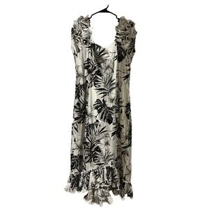 Hawaiian Muumuu Pacific Legend Apparel Floral Ruffle Sleeve Long Dress One Size